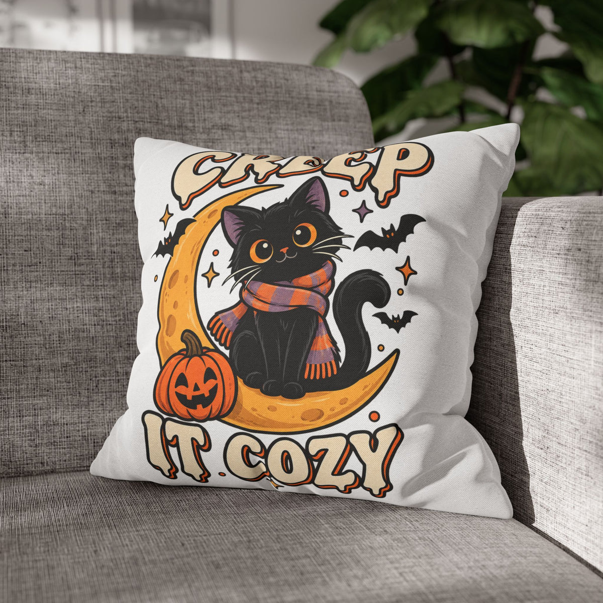 Creep It Cozy Halloween Cat Pillowcase