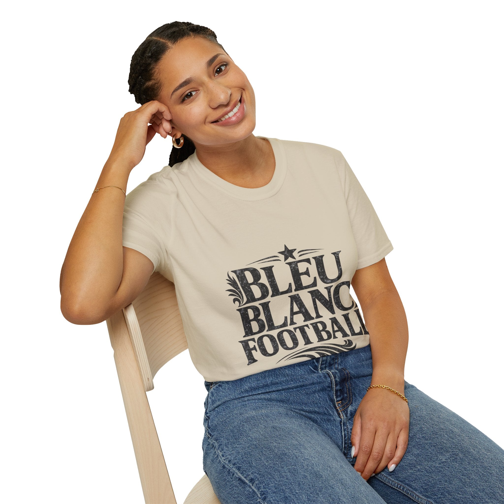 France Bleu Blanc Football T-Shirt — Vintage French Football Tee
