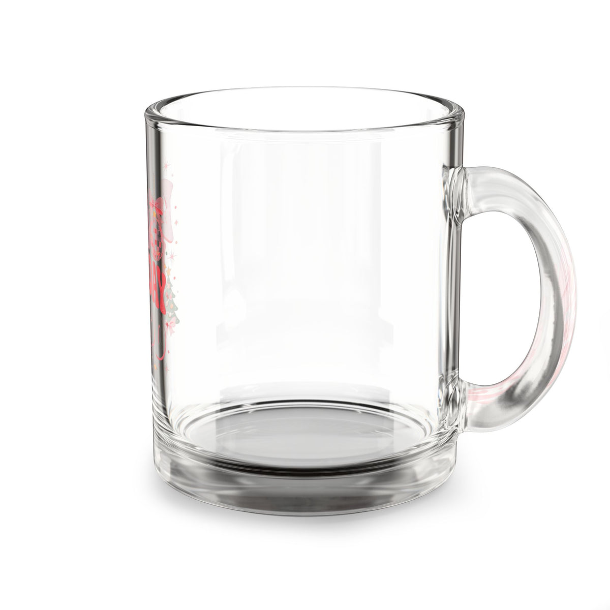 Modern Day Christmas Glass Mug  10oz Glass Mug — “Disco Holiday” Festive Pink Disco Ball Christmas Coffee Cup