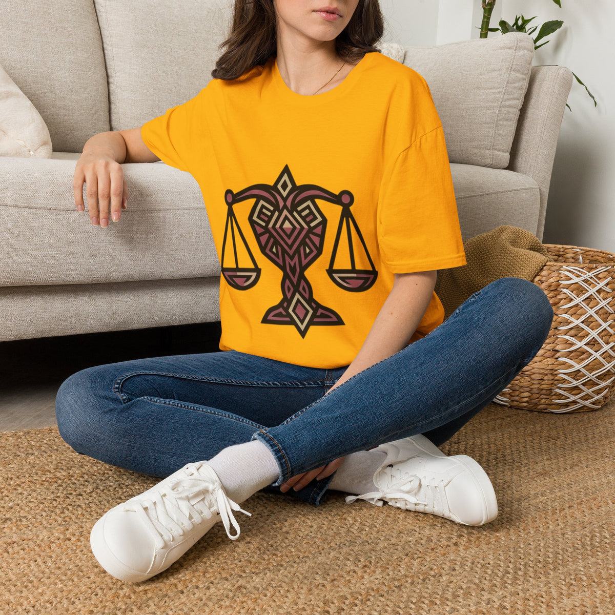 Libra Scales T-Shirt — Geometric Zodiac Libra Tee