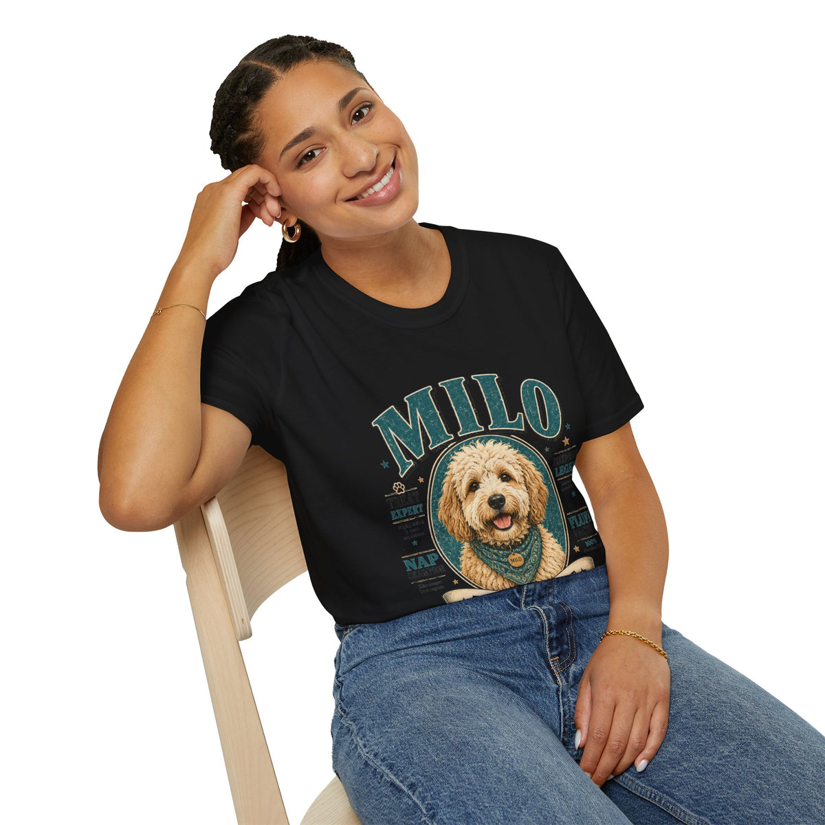 Dog Lover T-Shirt — "MILO" Personalized Pet Portrait Tee