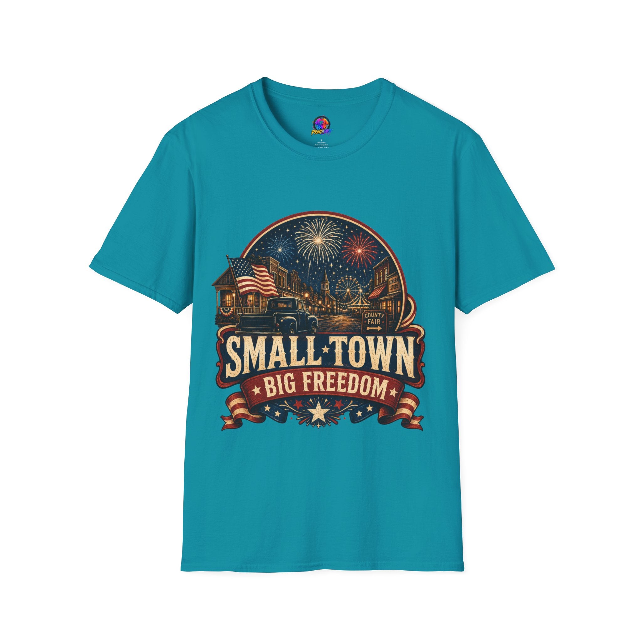 Small Town Big Freedom T-Shirt — Patriotic 4th of July Fireworks Tee