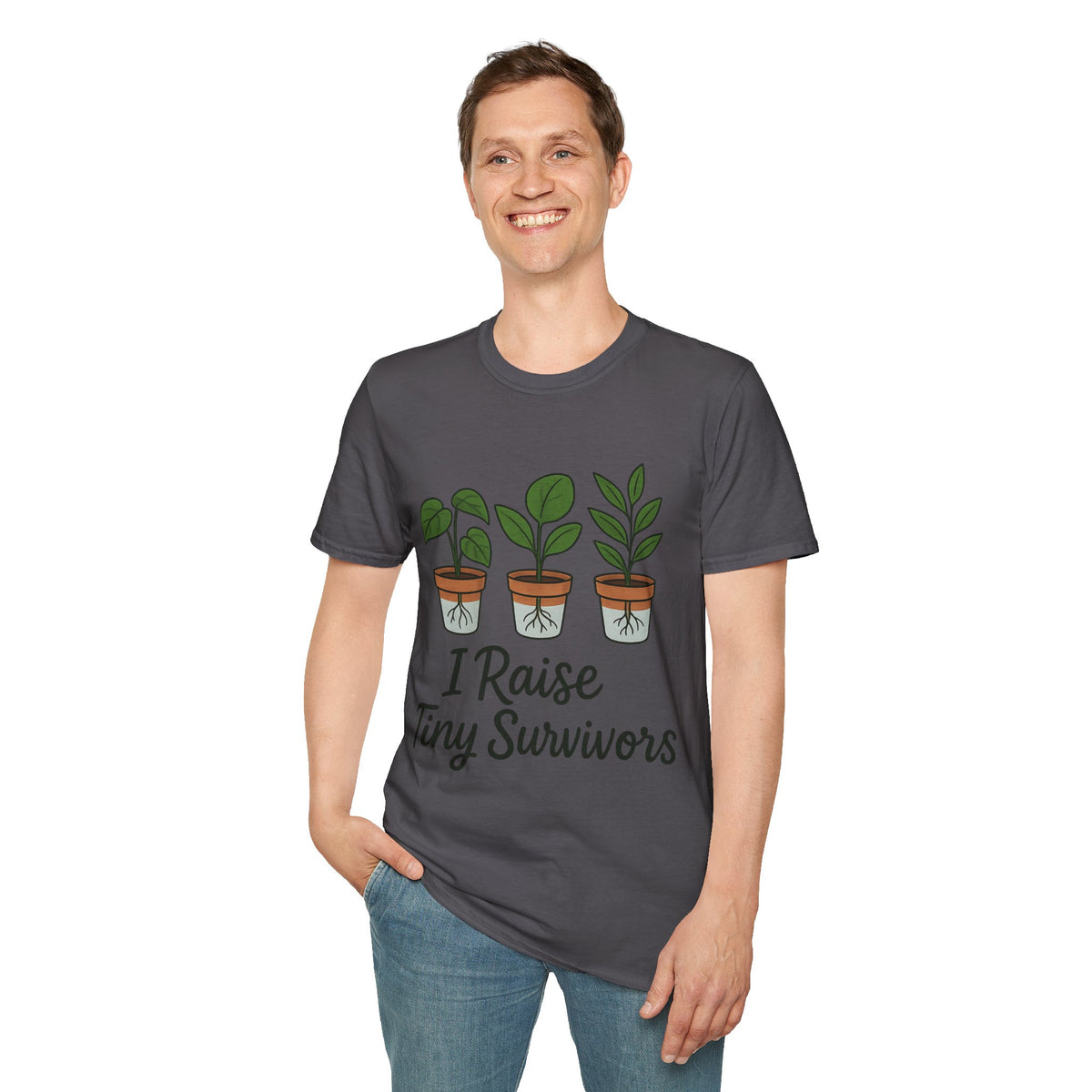 "I Raise Tiny Survivors" Funny Plant Parent Tee - Cute Houseplant Gardener Slogan White T-Shirt - Trending Now - September 2026