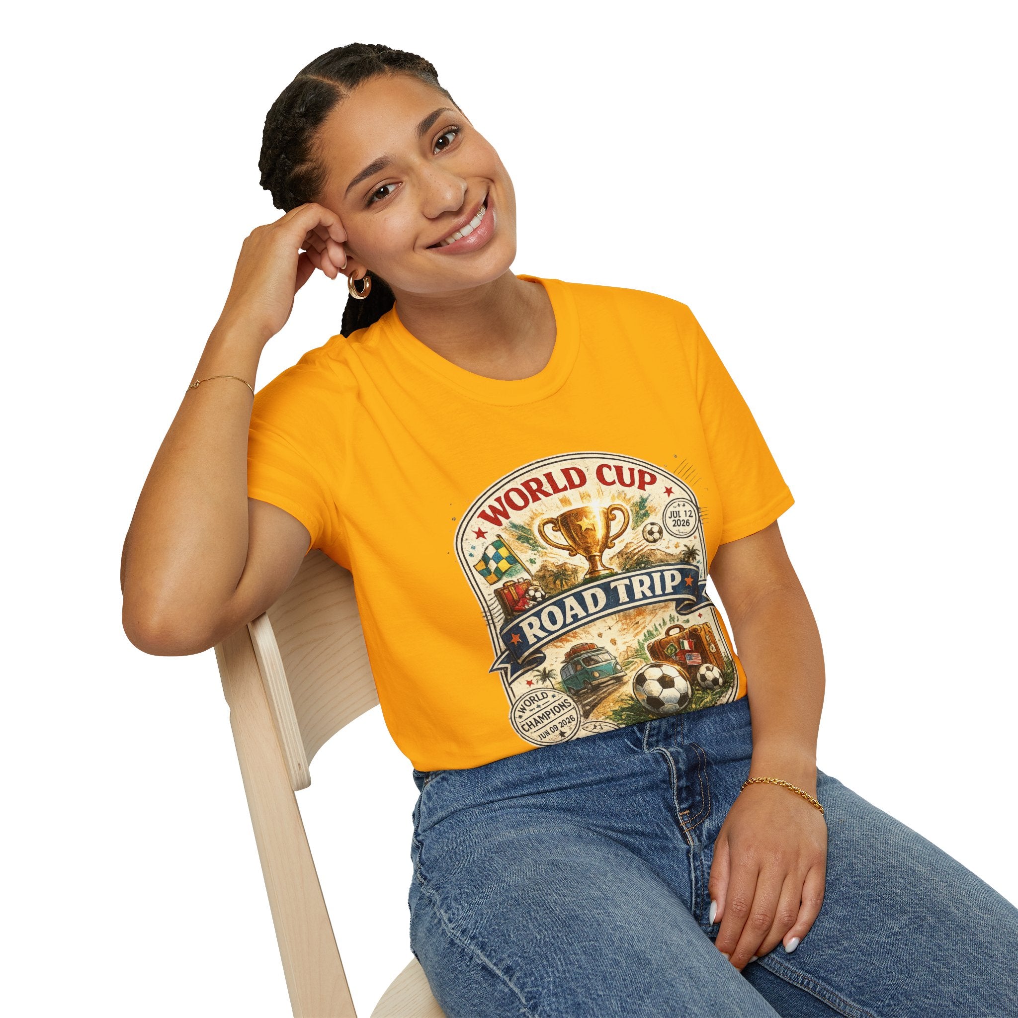 World Cup Road Trip T-Shirt — Vintage Soccer Trophy Design
