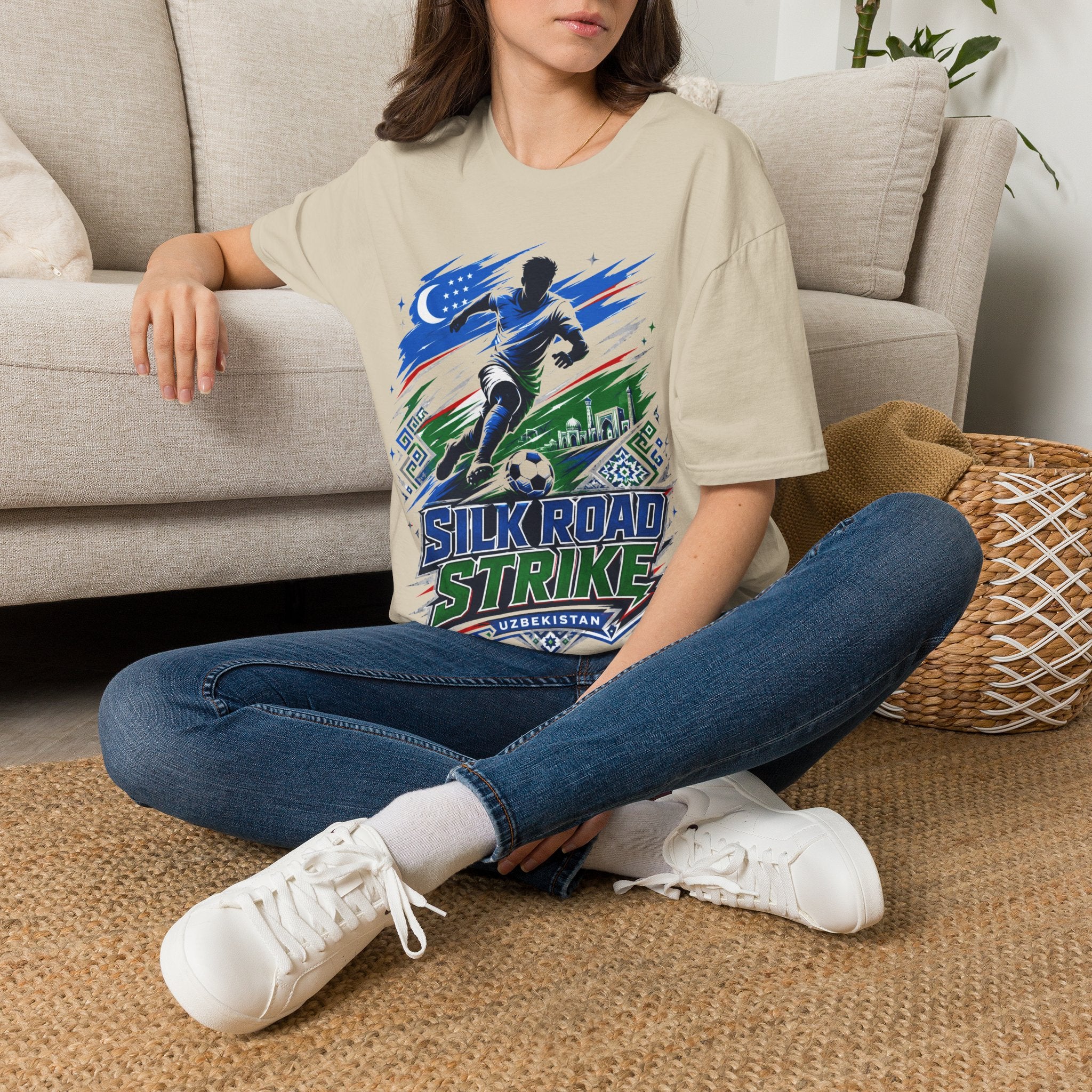 Silk Road Strike Soccer T-Shirt — Uzbekistan Football Graphic Tee