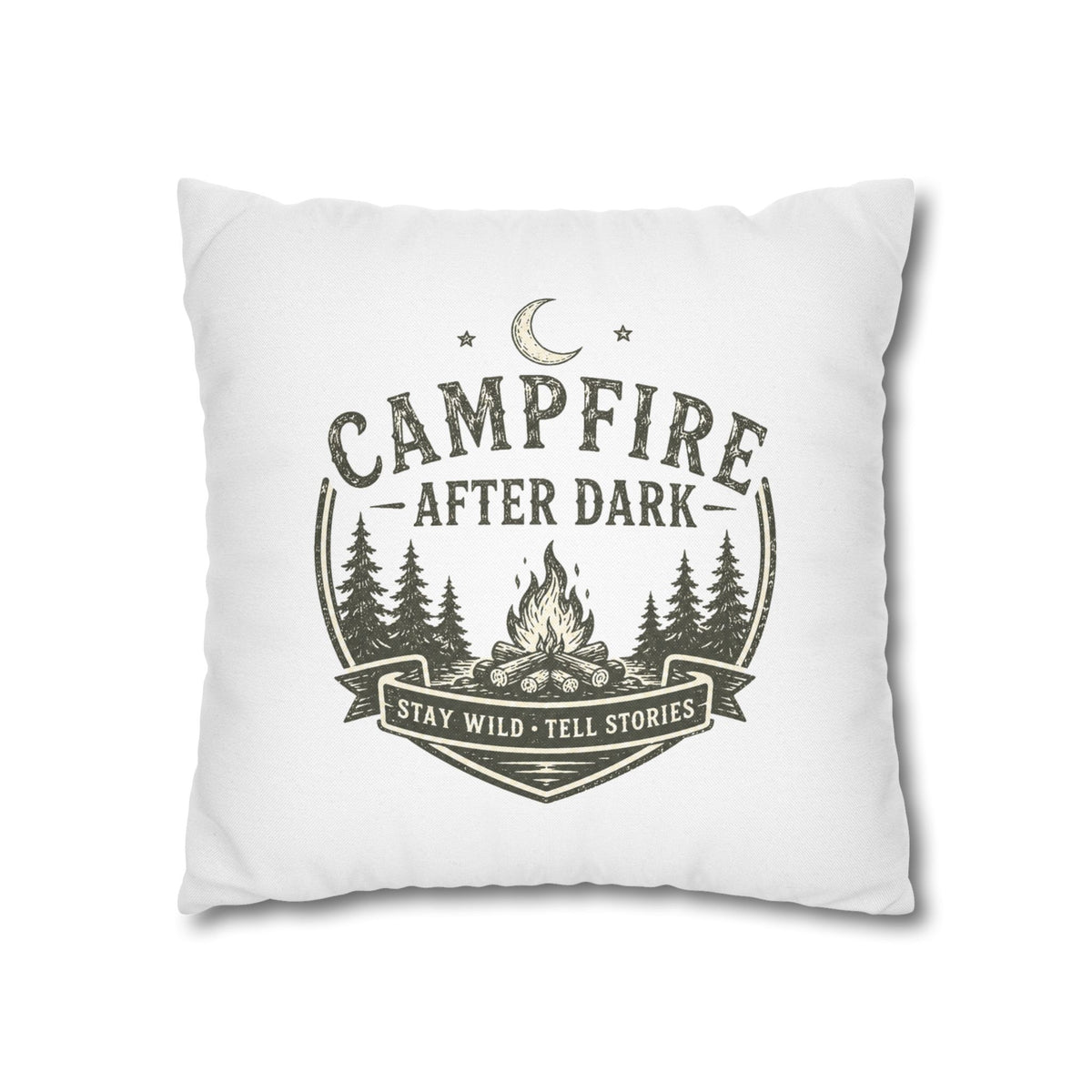 Campfire After Dark Pillowcase Milo Bailey Dog Dad Mom — Rustic Camping Throw Pillow Cover