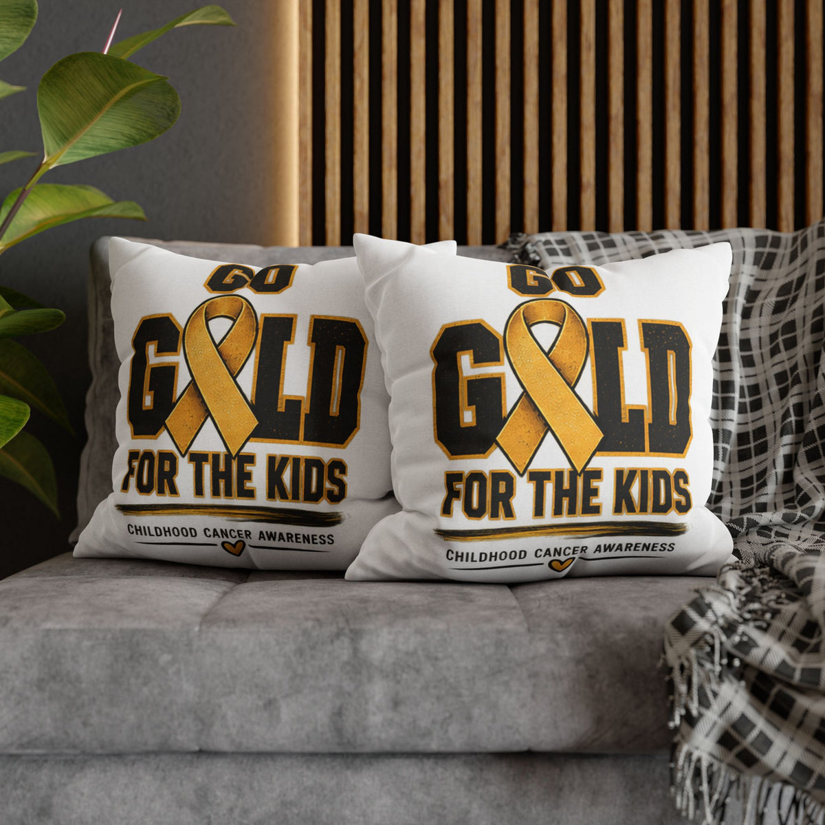 Go Gold for the Kids Pillowcase — Childhood Cancer Awareness Square Pillow