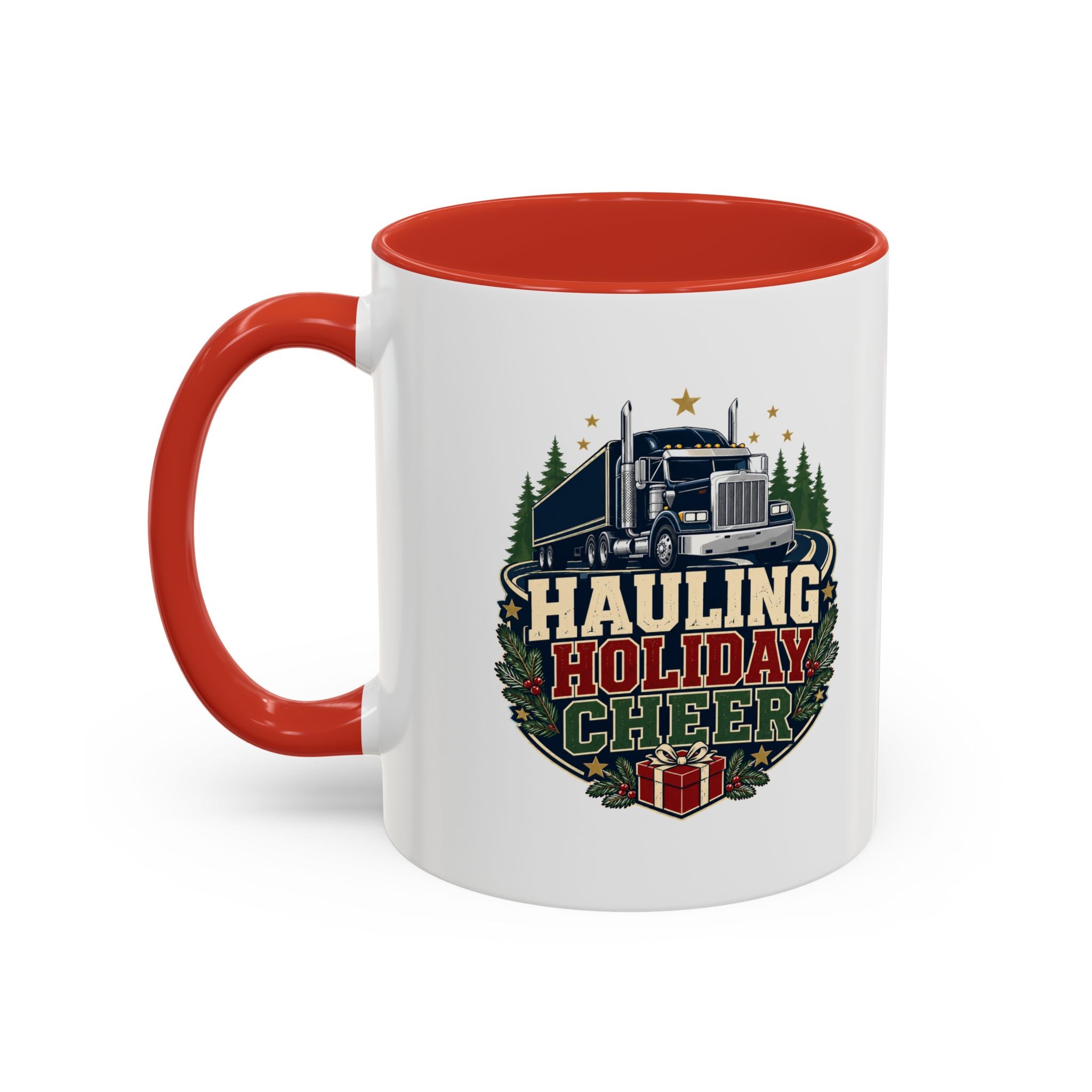 Modern Day Christmas Hauling Holiday Cheer Coffee Mug