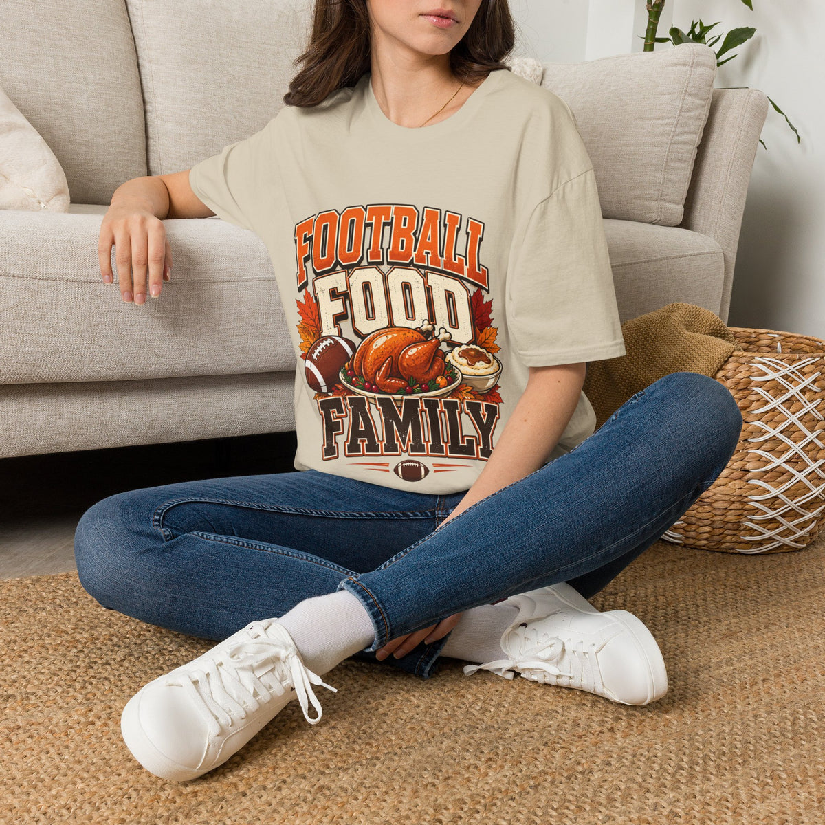 Thanksgiving T-Shirt Football Food Family T-Shirt — Thanksgiving Tailgate Tee for Fans