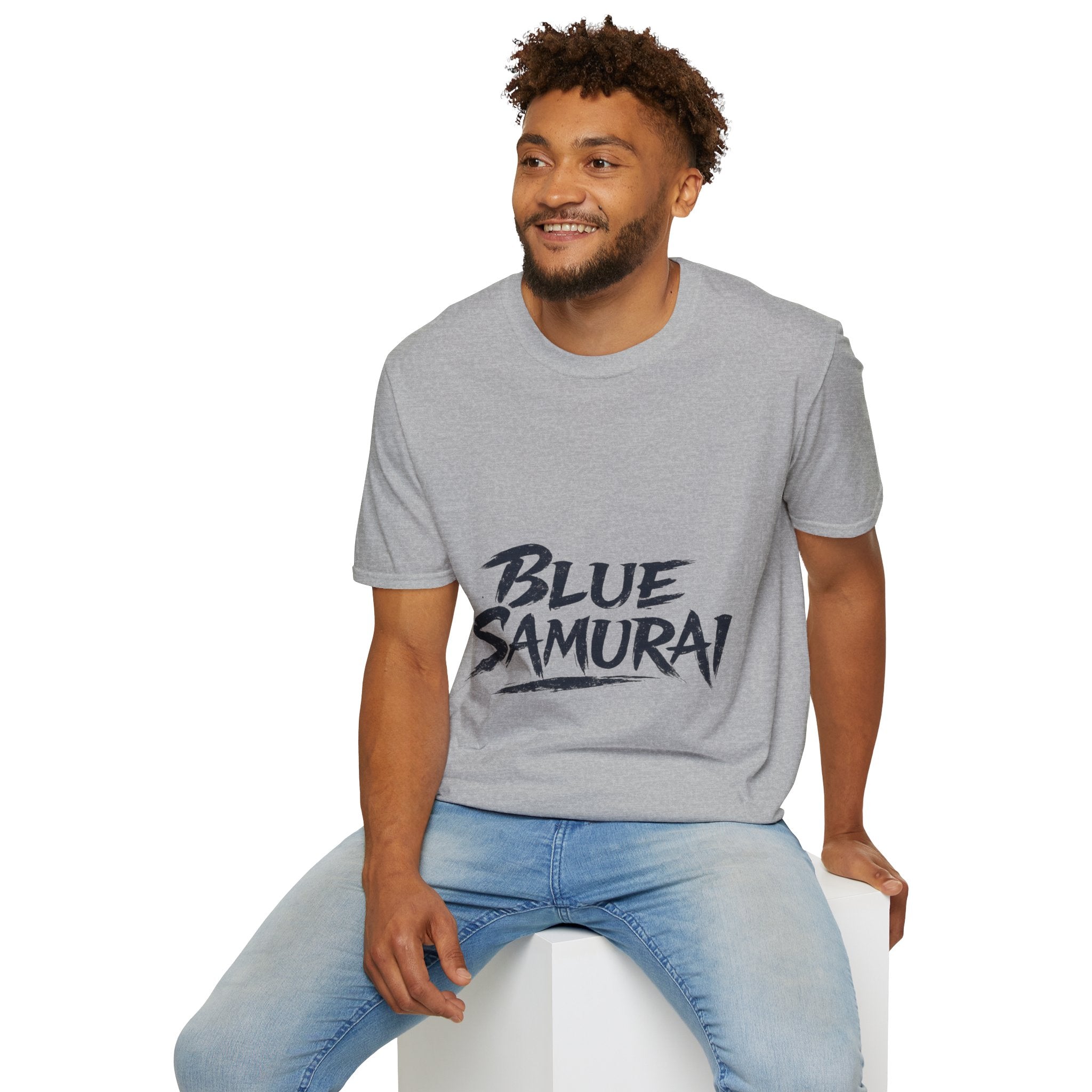 Japan Blue Samurai T-Shirt — Bold Brushstroke Graphic Tee
