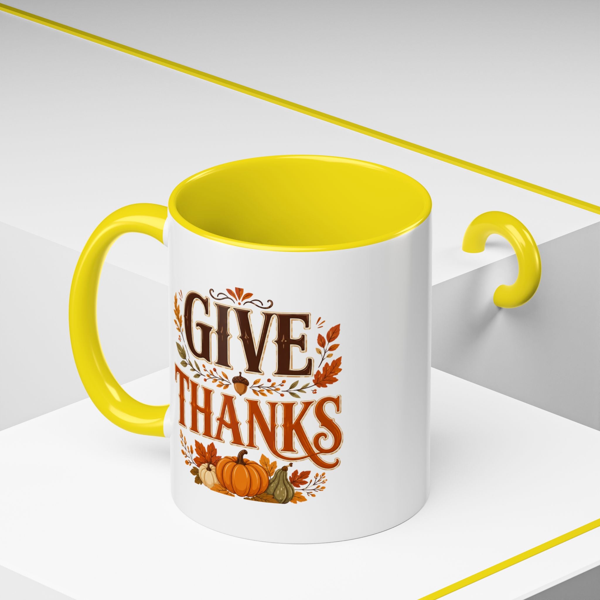 Thanksgiving Mug Give Thanks Coffee Mug — Thanksgiving Fall Accent Mug