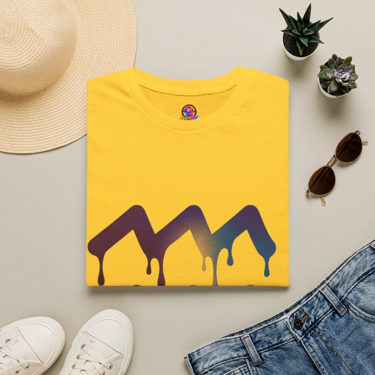 Aquarius Zodiac Dripping Chevron Graphic T-Shirt