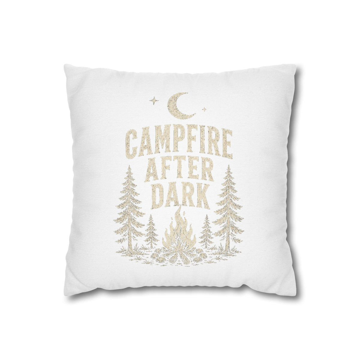 Campfire After Dark Decorative Pillowcase Milo Bailey Dog Dad Mom — Cozy Rustic Camping Throw Pillow
