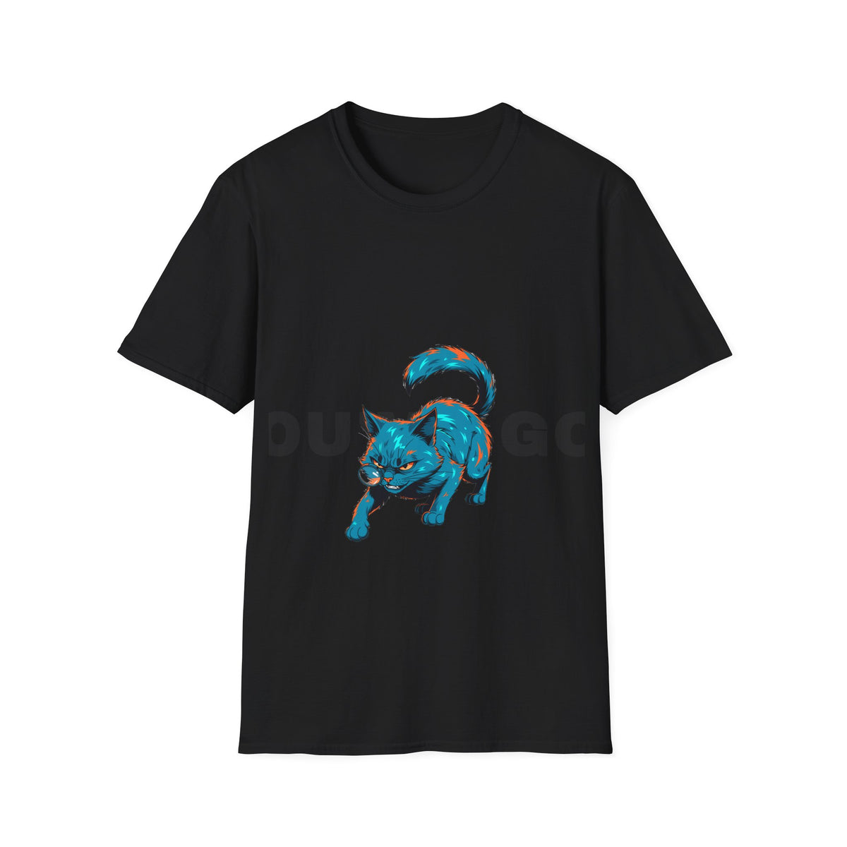 Aesthetic Abstract Blue Cat Artistic Illustration White Graphic Tee - Trending Now - September 2026