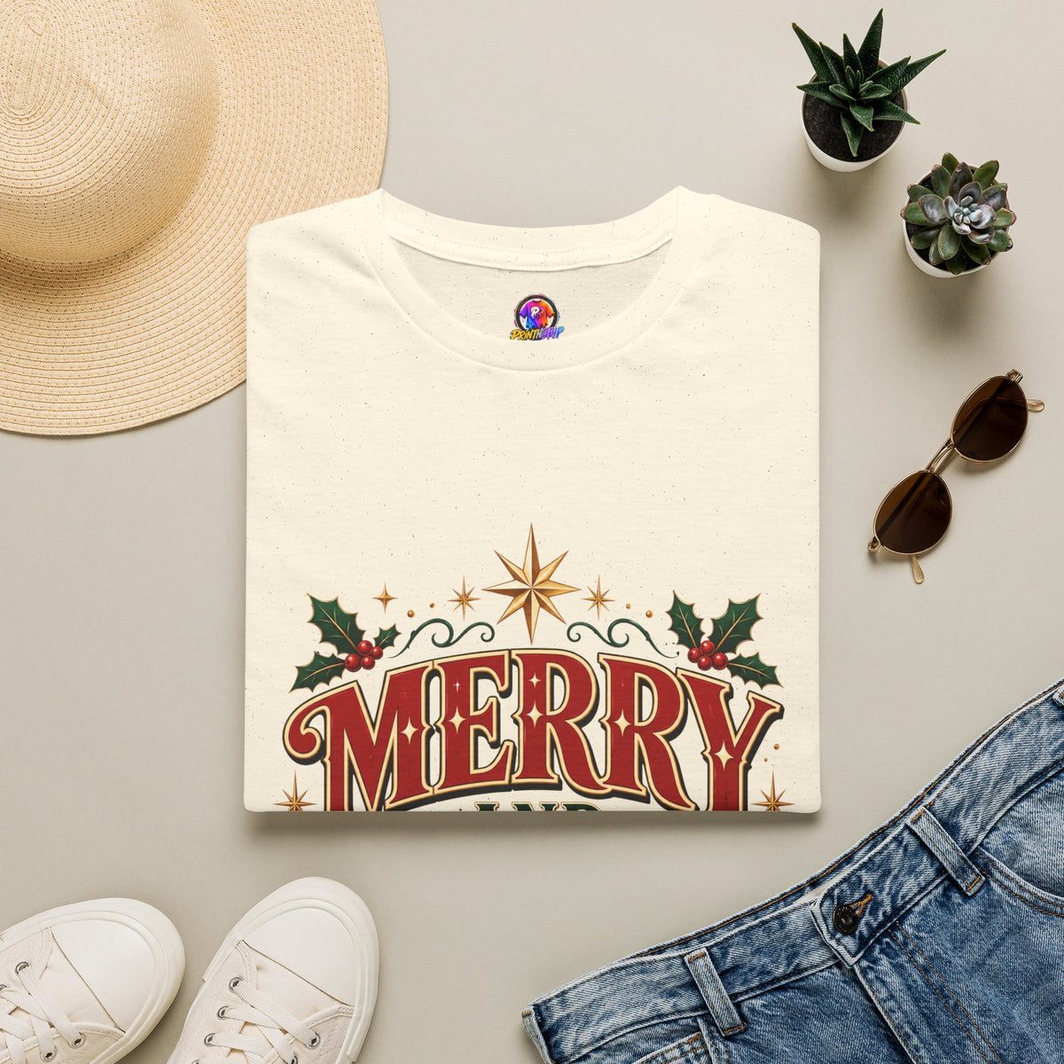 Merry and Bright T-Shirt — Festive Christmas Holiday Tee