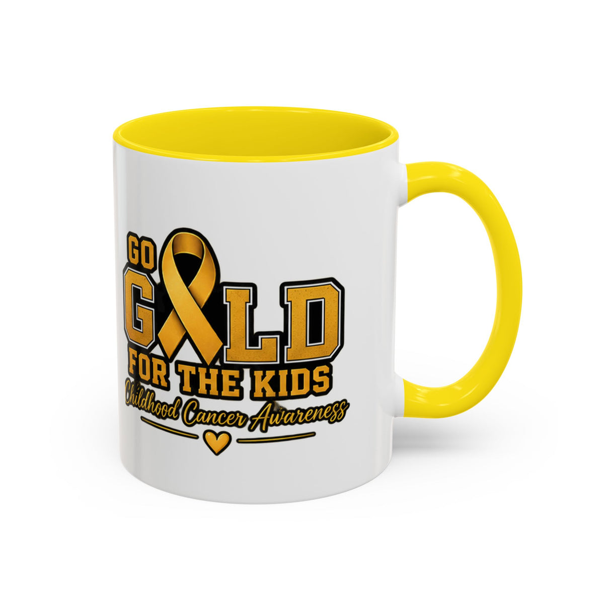 Gold For The Kids Coffee Mug — Childhood Cancer Awareness Accent Mug (11/15oz)