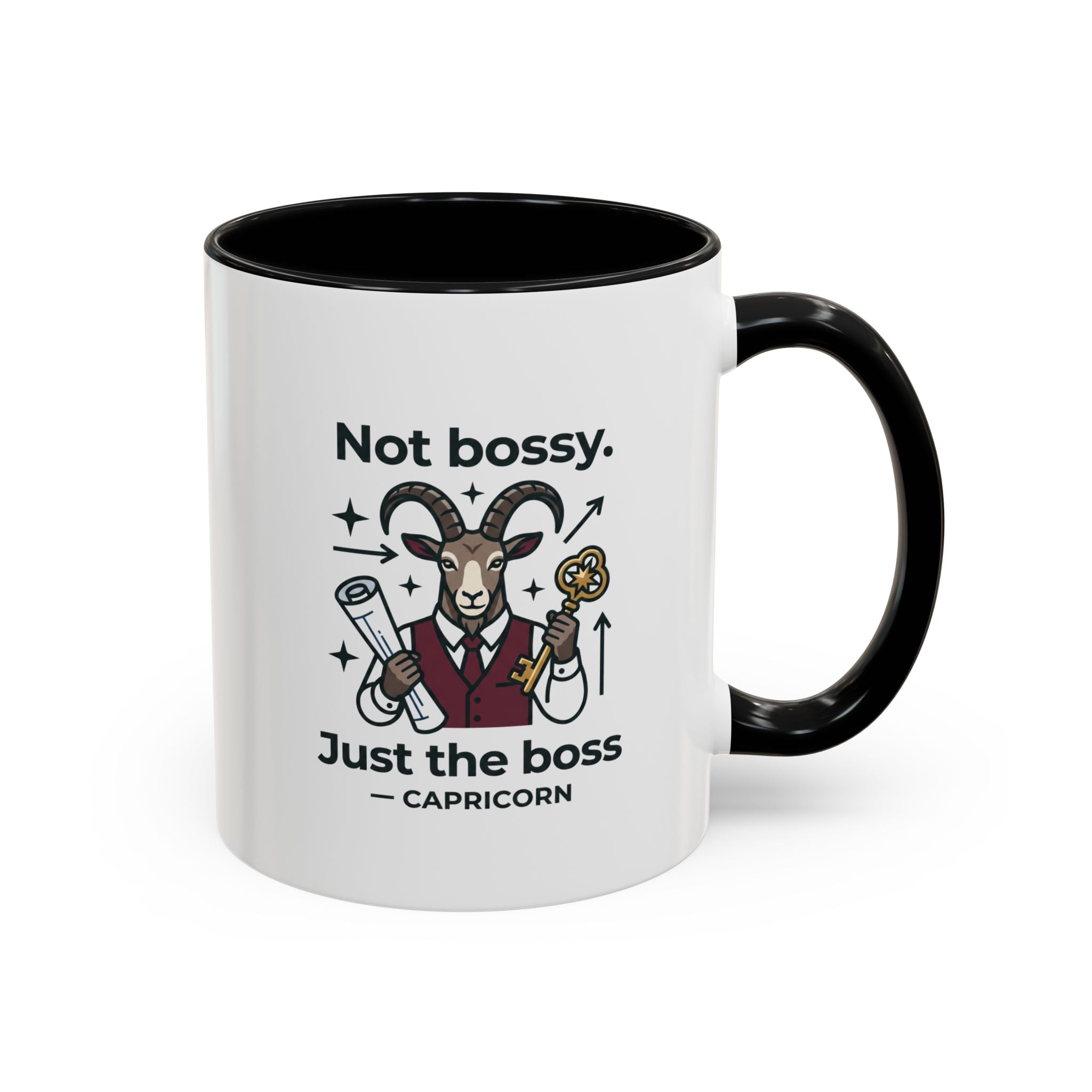 Capricorn Coffee Mug — "Not Bossy, Just the Boss" Zodiac Accent Mug (11/15oz)