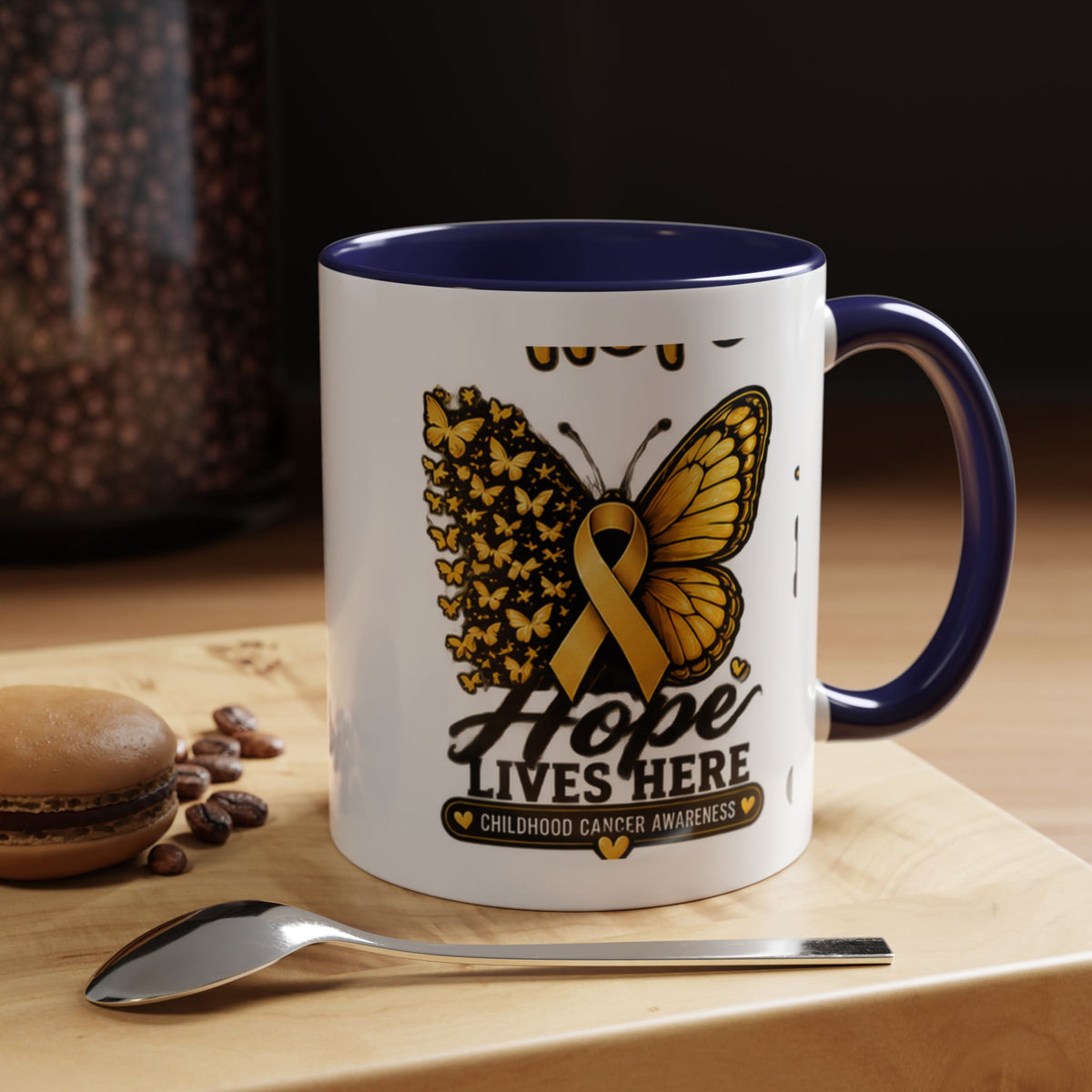 Children’s Cancer Awareness Accent Coffee Mug — "Hope Lives Here" (11/15oz)