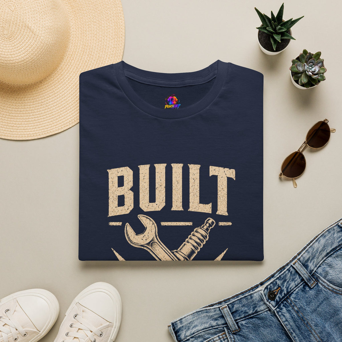 Built Not Bought T-Shirt — Vintage Mechanic DIY Garage Tee