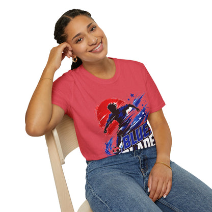 Japan T-Shirt — Blue Blade Soccer Graphic Tee (Red & Blue Starburst)