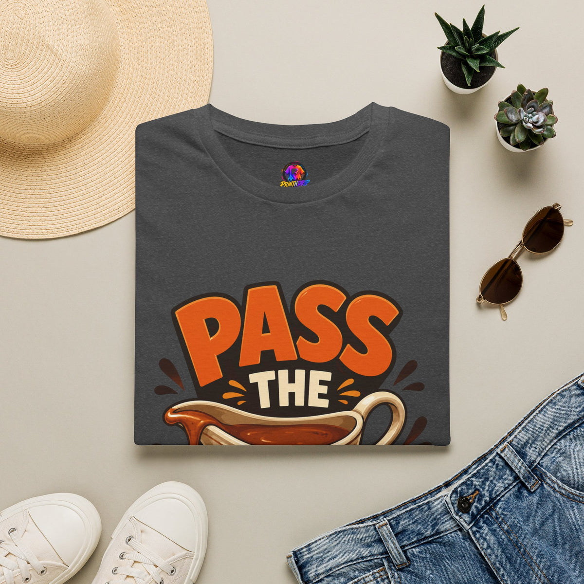 Thanksgiving T-Shirt Pass the Gravy T-Shirt — Funny Thanksgiving Turkey Dinner Tee