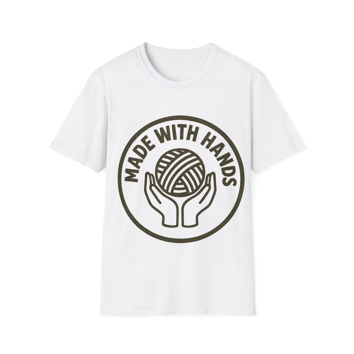 "Made With Hands" Vintage Ball of Yarn Logo Tee - Crafting Crochet Retro White T-Shirt - Trending Now - September 2026