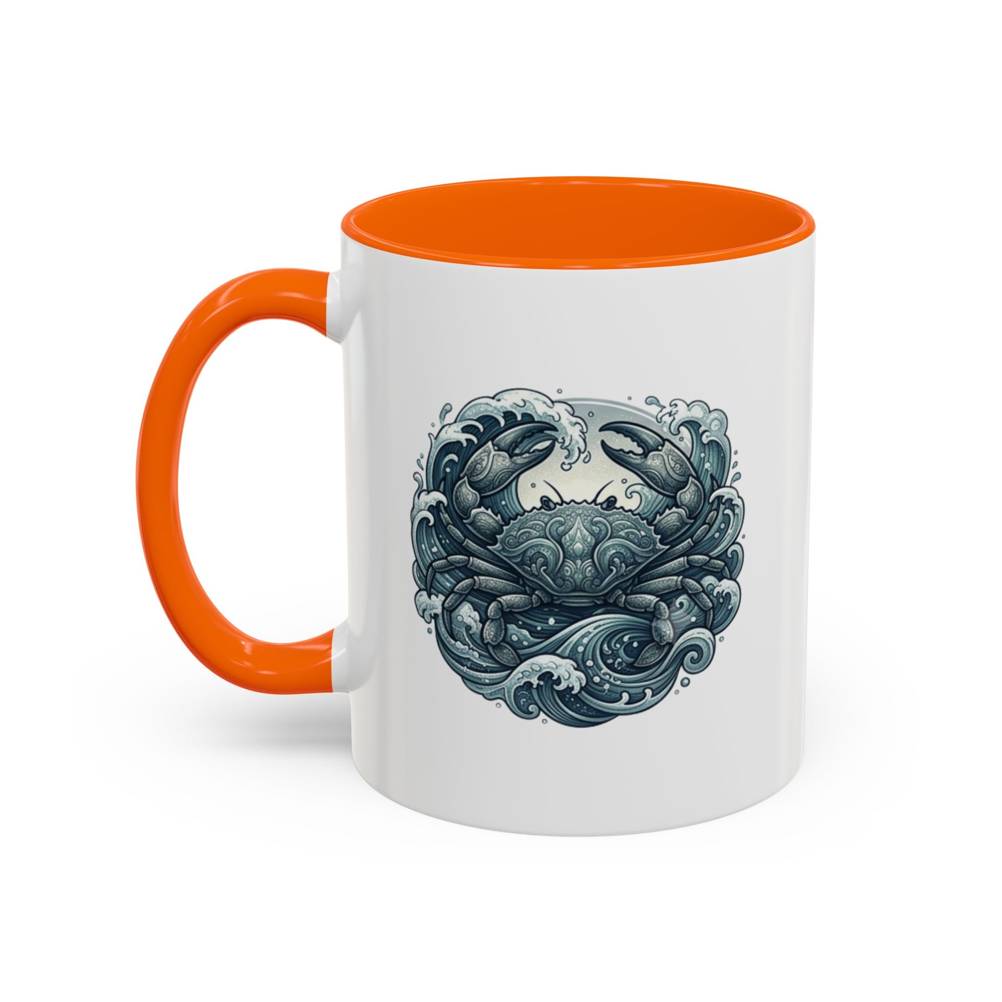 Crab Wave Accent Coffee Mug — Nautical Ocean Art