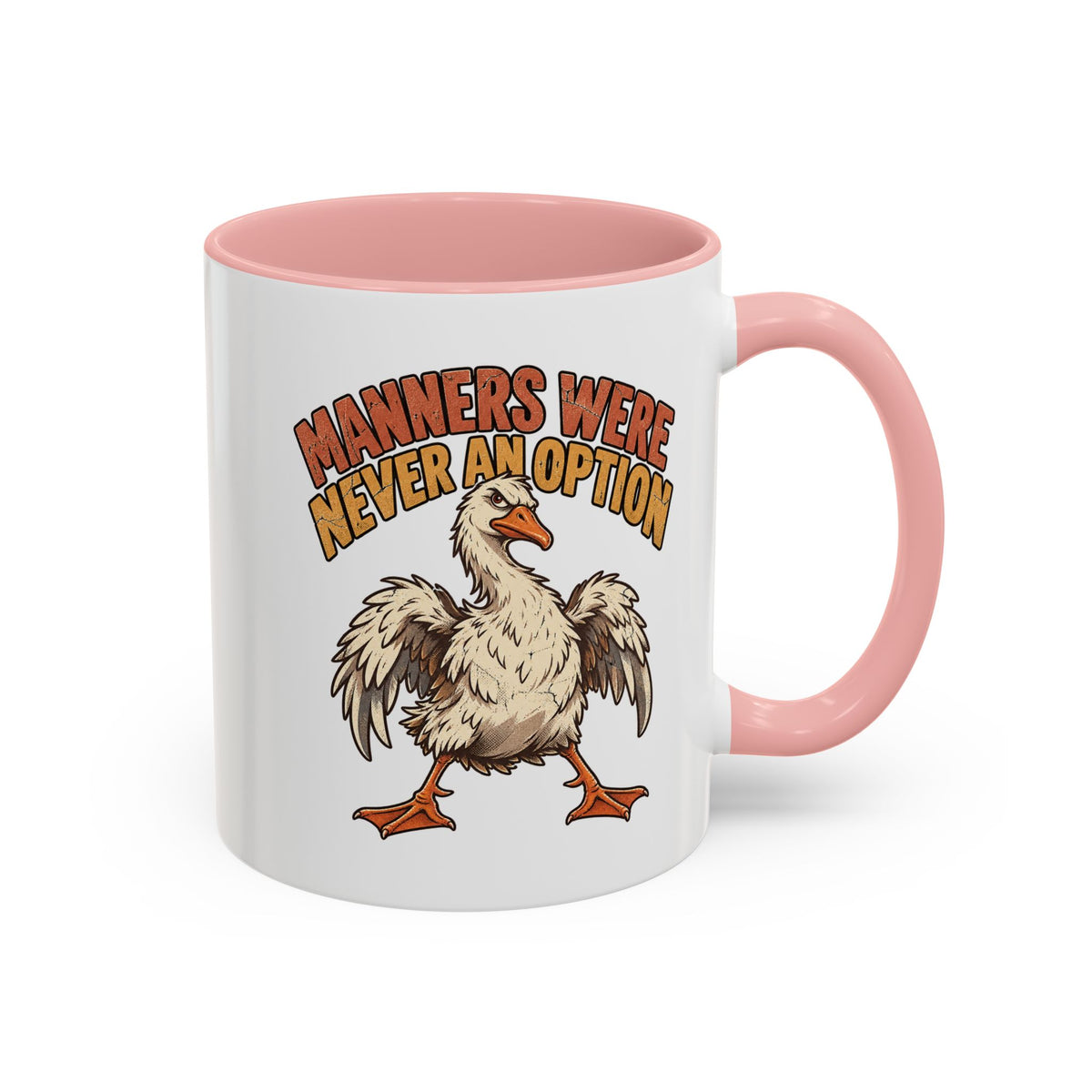 Coffee Mug — "Manners Were Never An Option" Funny Rude Chicken Accent Mug