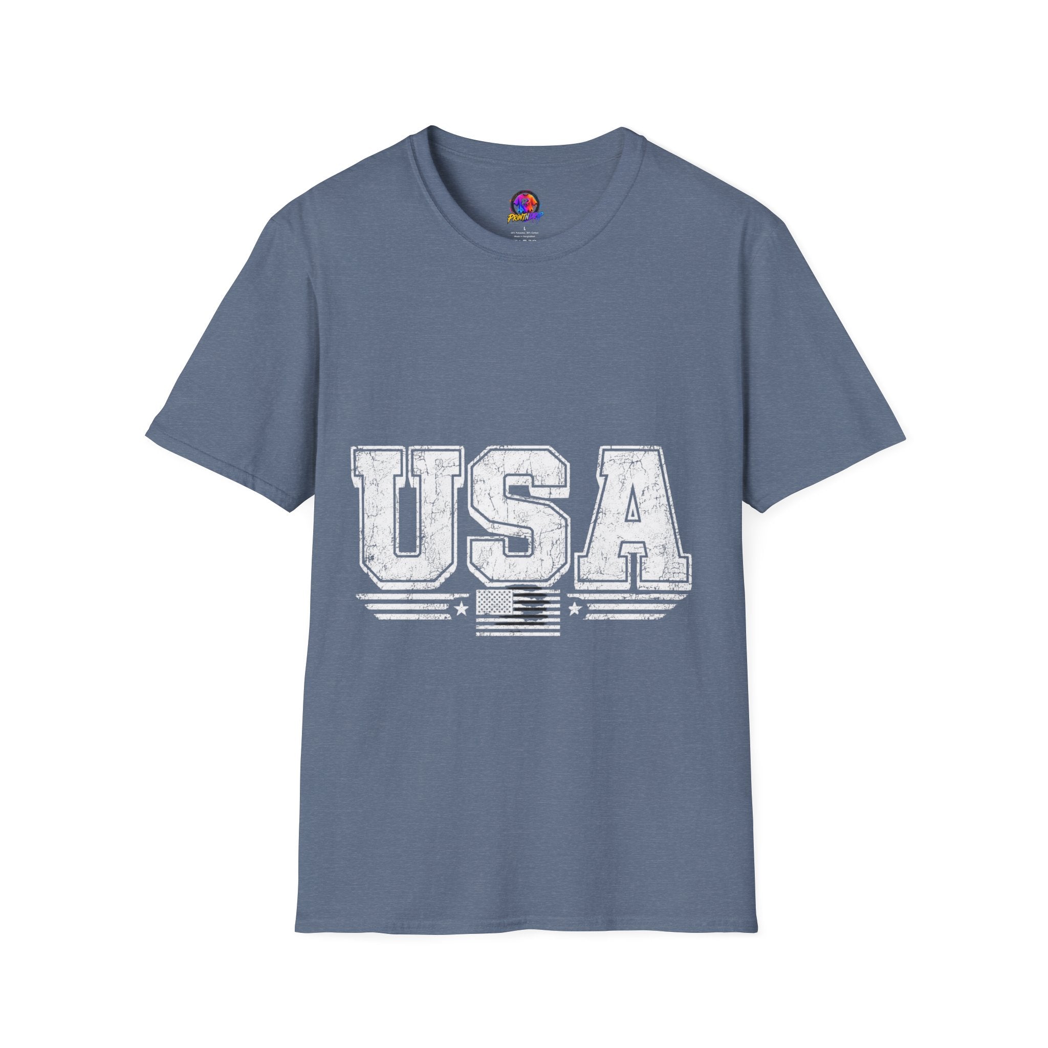 USA Vintage Block T-Shirt — Patriotic Americana Graphic Tee