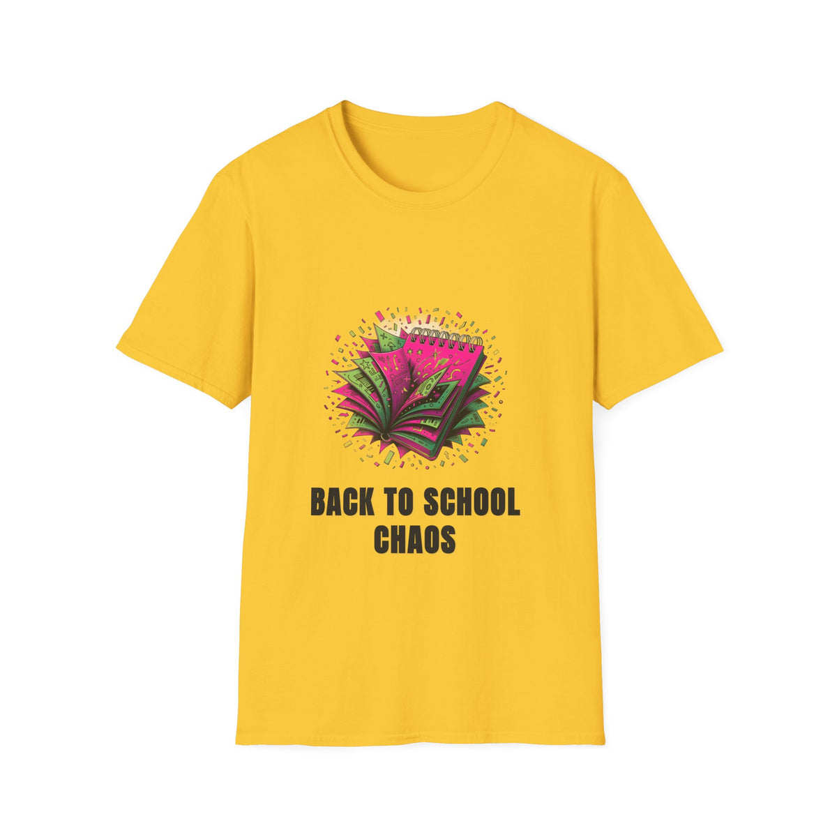 Back to School Chaos T-Shirt — Colorful Notebooks Graphic Tee for Students & Teachers - Trending Now - August 2026