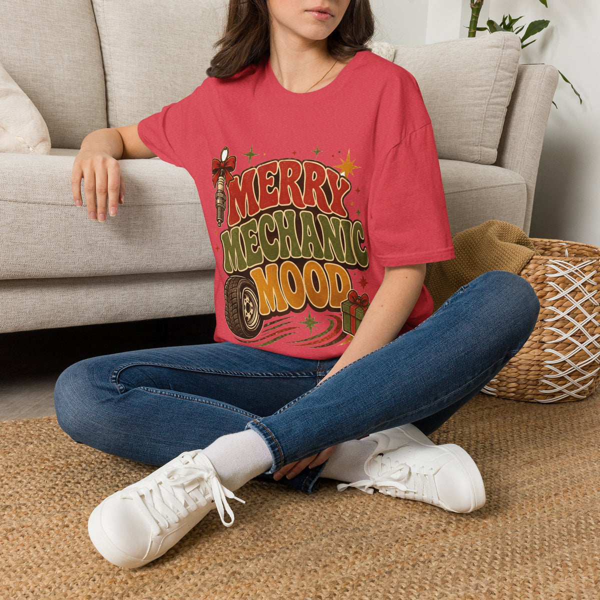 Merry Mechanic Mood T‑Shirt — Retro Holiday Auto Technician Gift