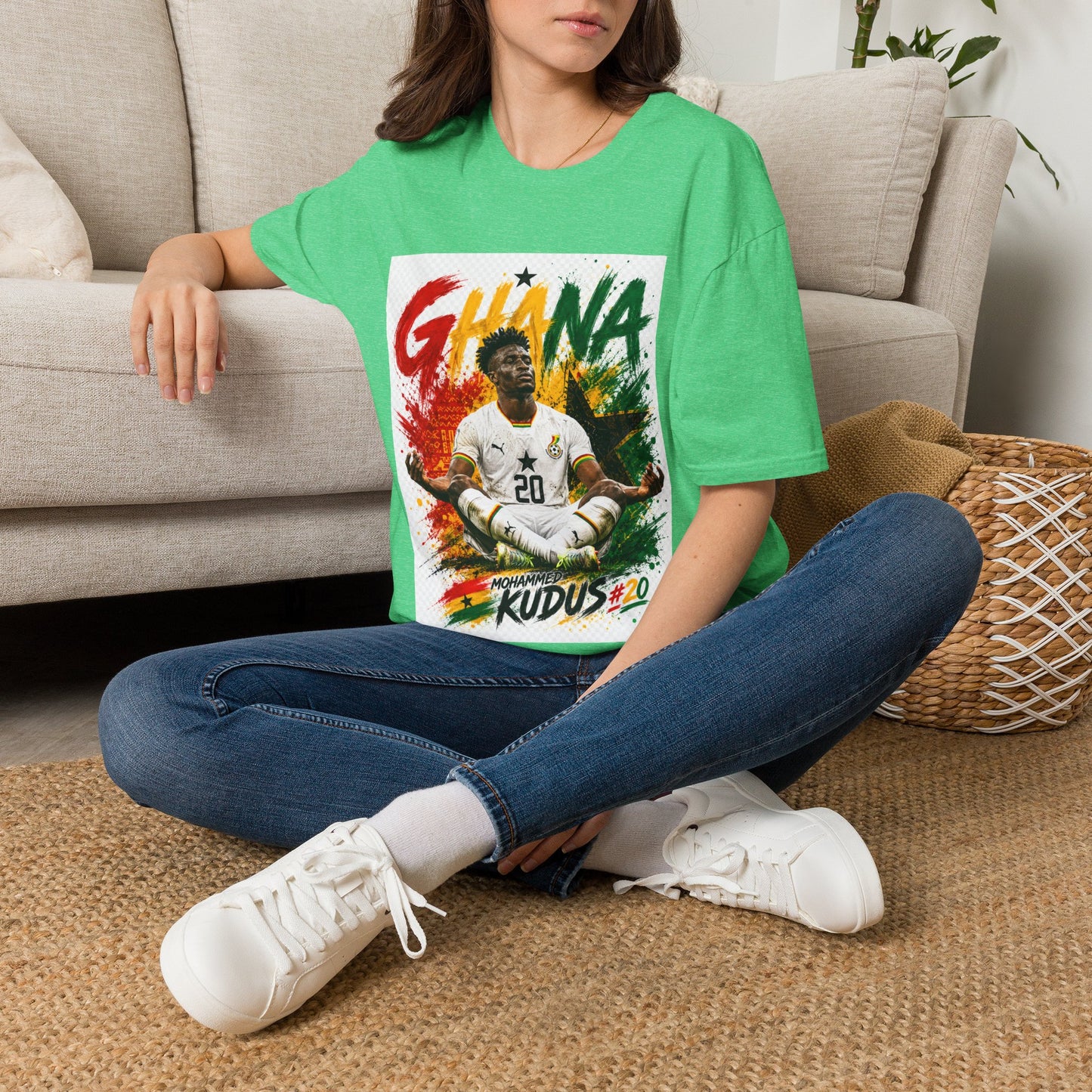 Ghana Football Player Graphic T-Shirt — Ghana Colors & Kudus Print