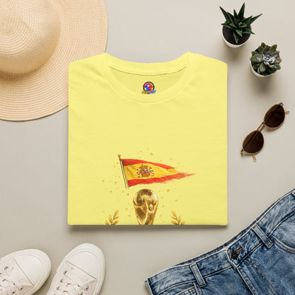 Spain World Cup Champions T-Shirt — Spanish Flag & Trophy Soccer Tee