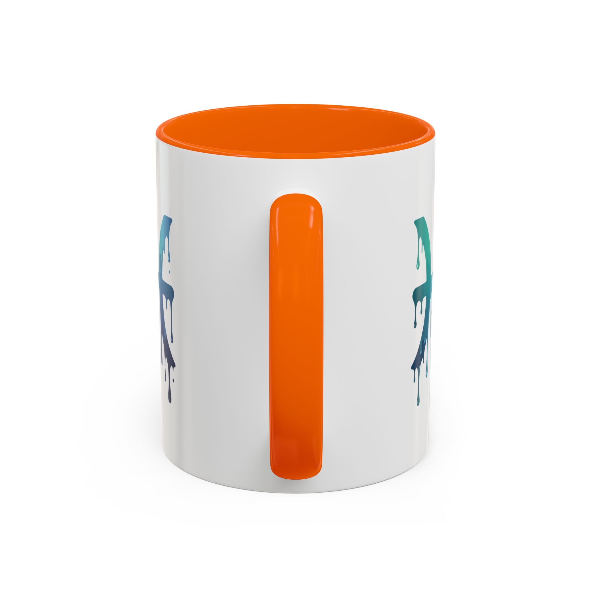 Pisces Zodiac Accent Coffee Mug — Dripping Teal Blue Astrology Gift