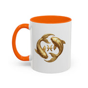 Pisces Zodiac Coffee Mug – Gold Koi Fish Horoscope Accent Mug