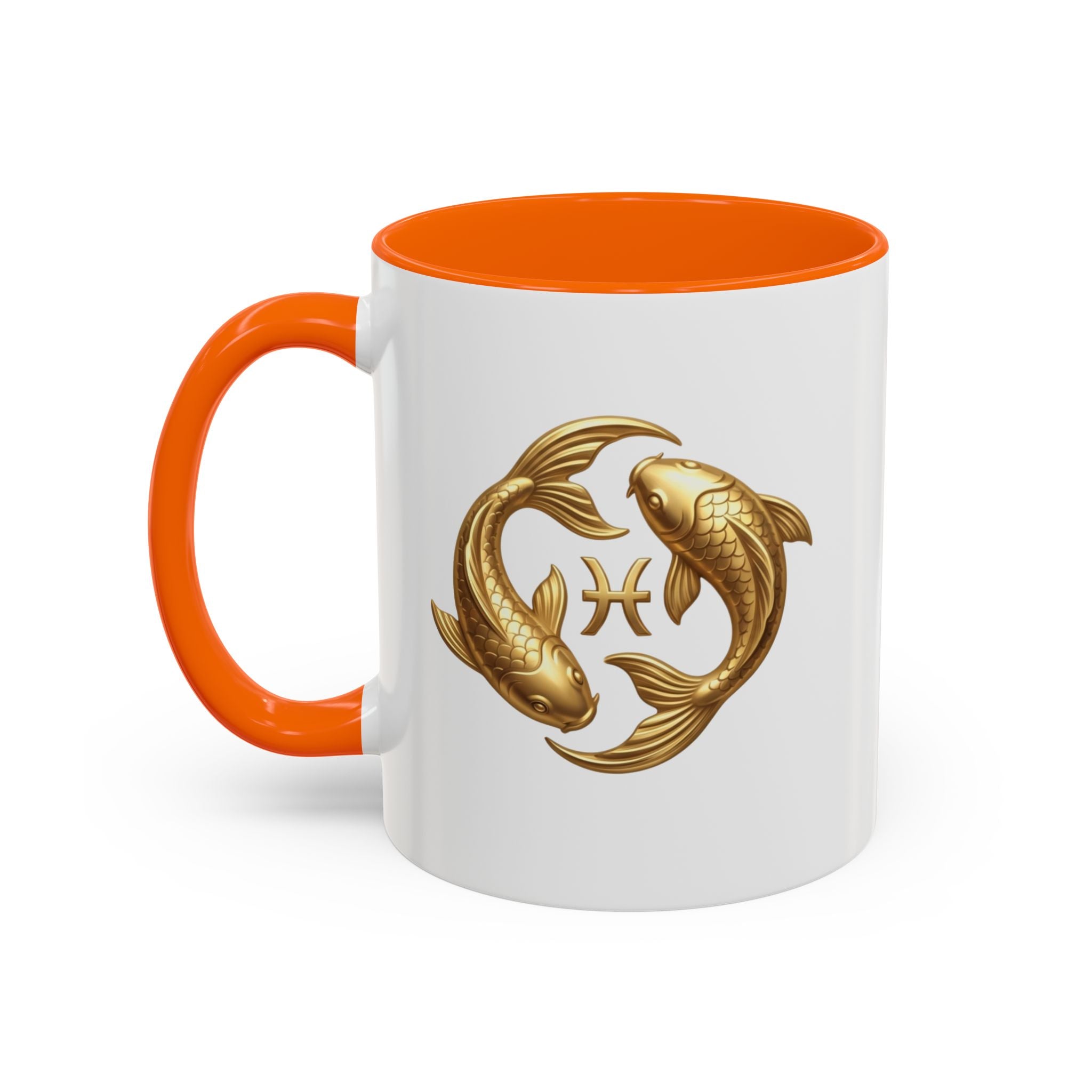 Pisces Zodiac Coffee Mug – Gold Koi Fish Horoscope Accent Mug