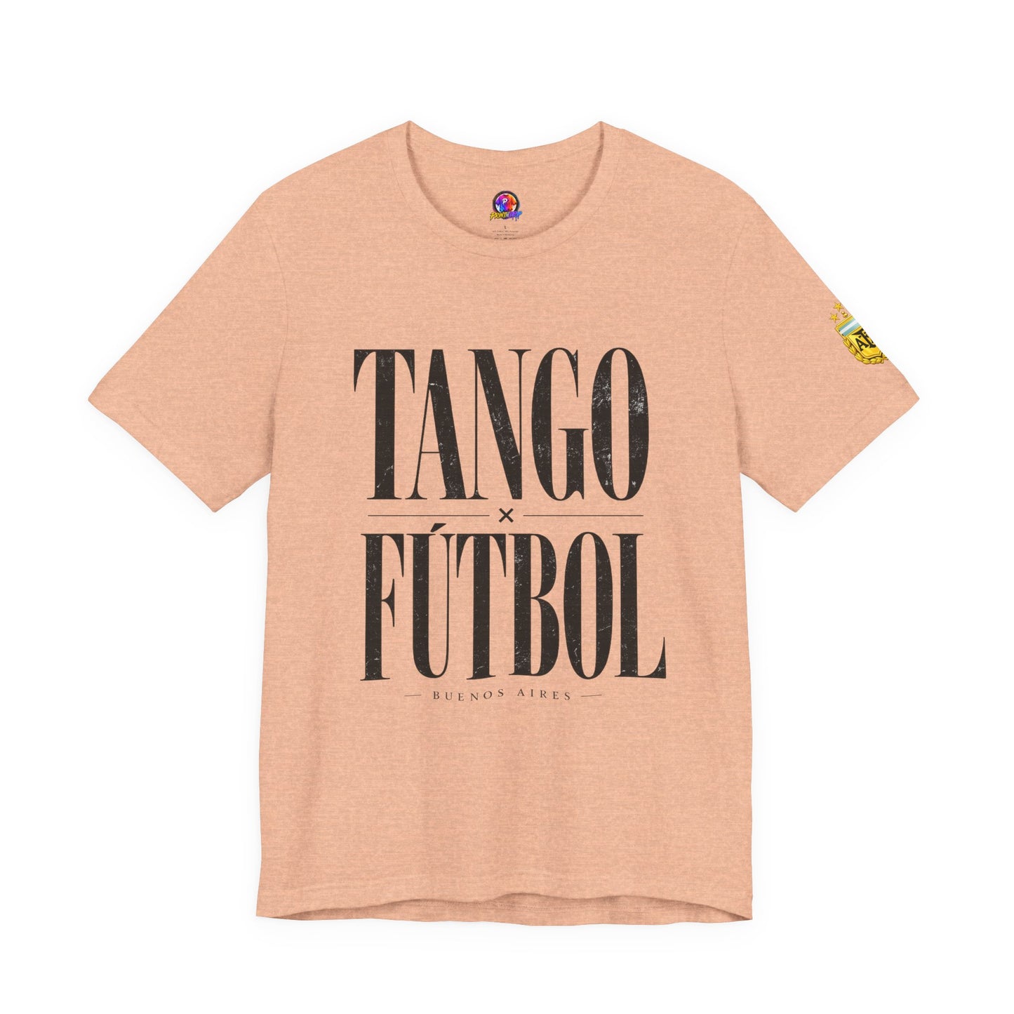 Argentina - Tango y Fútbol Graphic Tee - Bold Serif Soccer & Dance Shirt