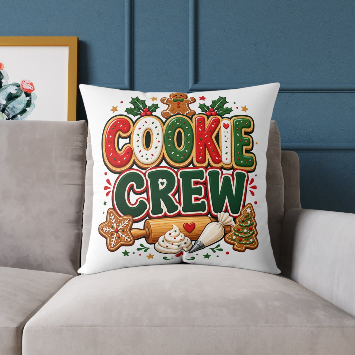 Christmas Cookie Crew Holiday Pillow — Festive Christmas Baking Decor