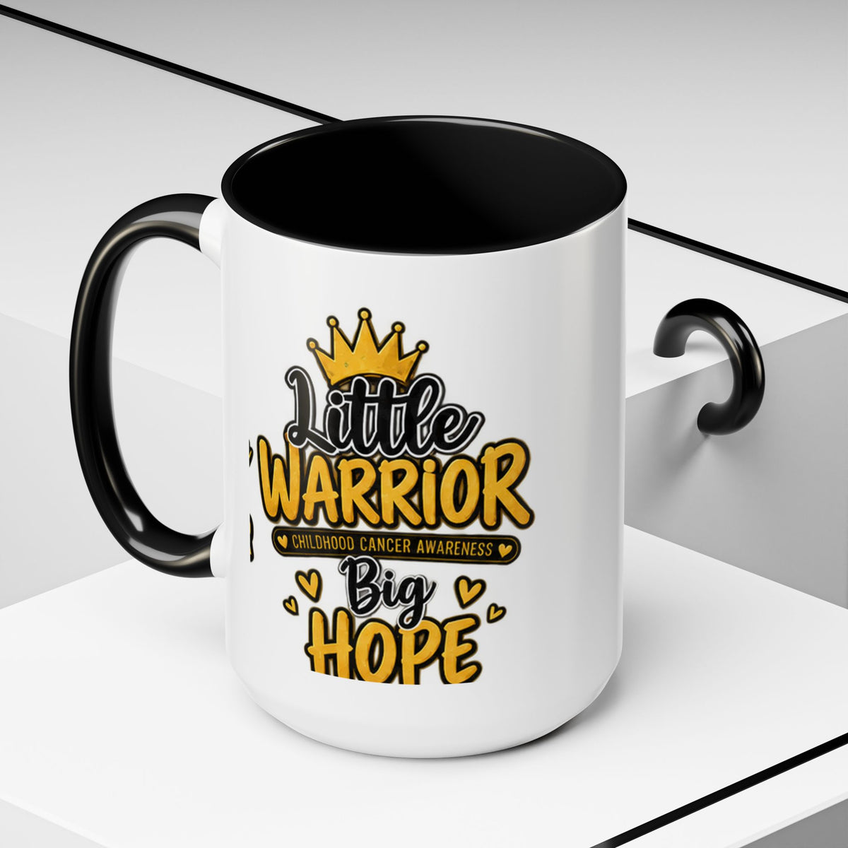 Little Warrior Childhood Cancer Awareness Coffee Mug – "Big Hope" Accent Mug