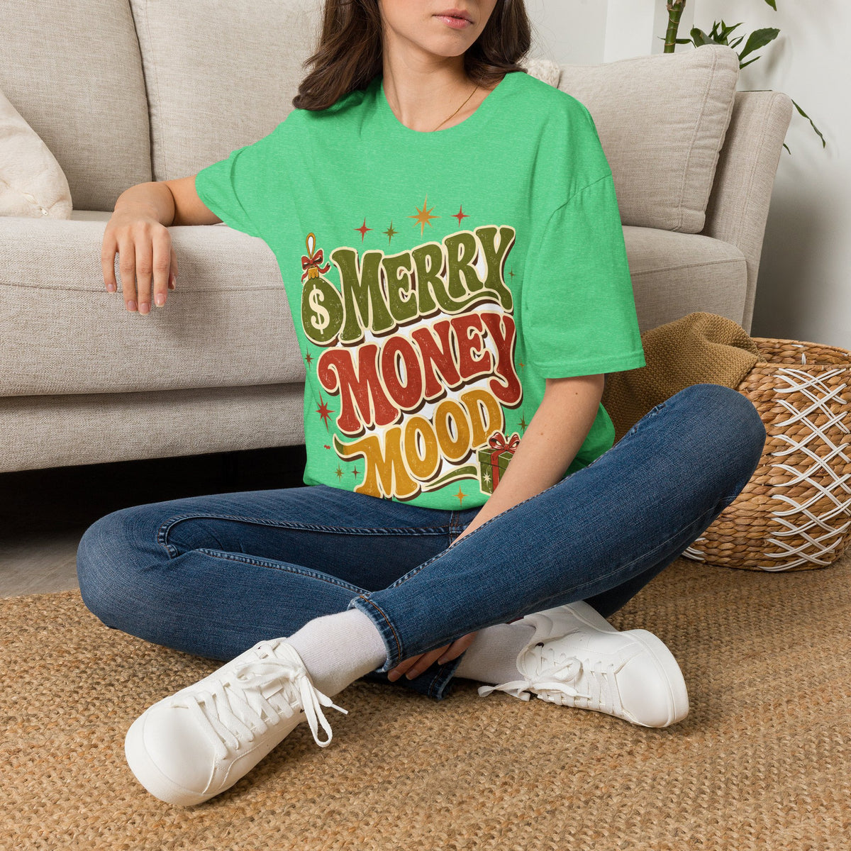 Merry Money Mood T‑Shirt — Retro Holiday Graphic Tee