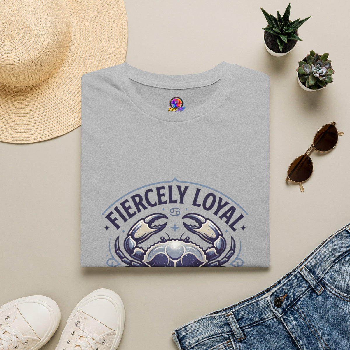 Cancer Zodiac T-Shirt — Fiercely Loyal Crab Design (100% Cancer, Deeply Rooted)