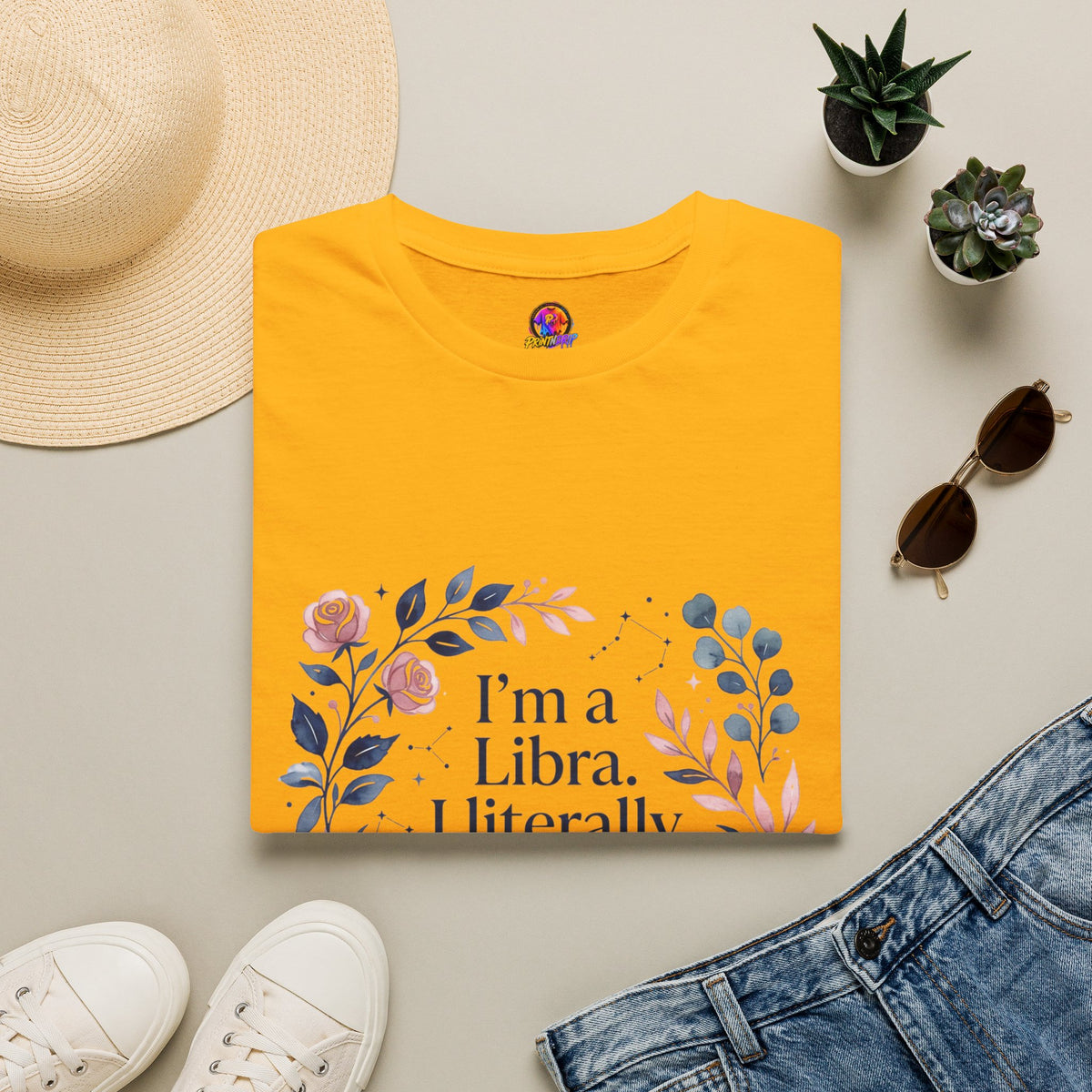 Libra Floral Zodiac T-Shirt — "I'm a Libra, I Literally Cannot Help Being Charming"