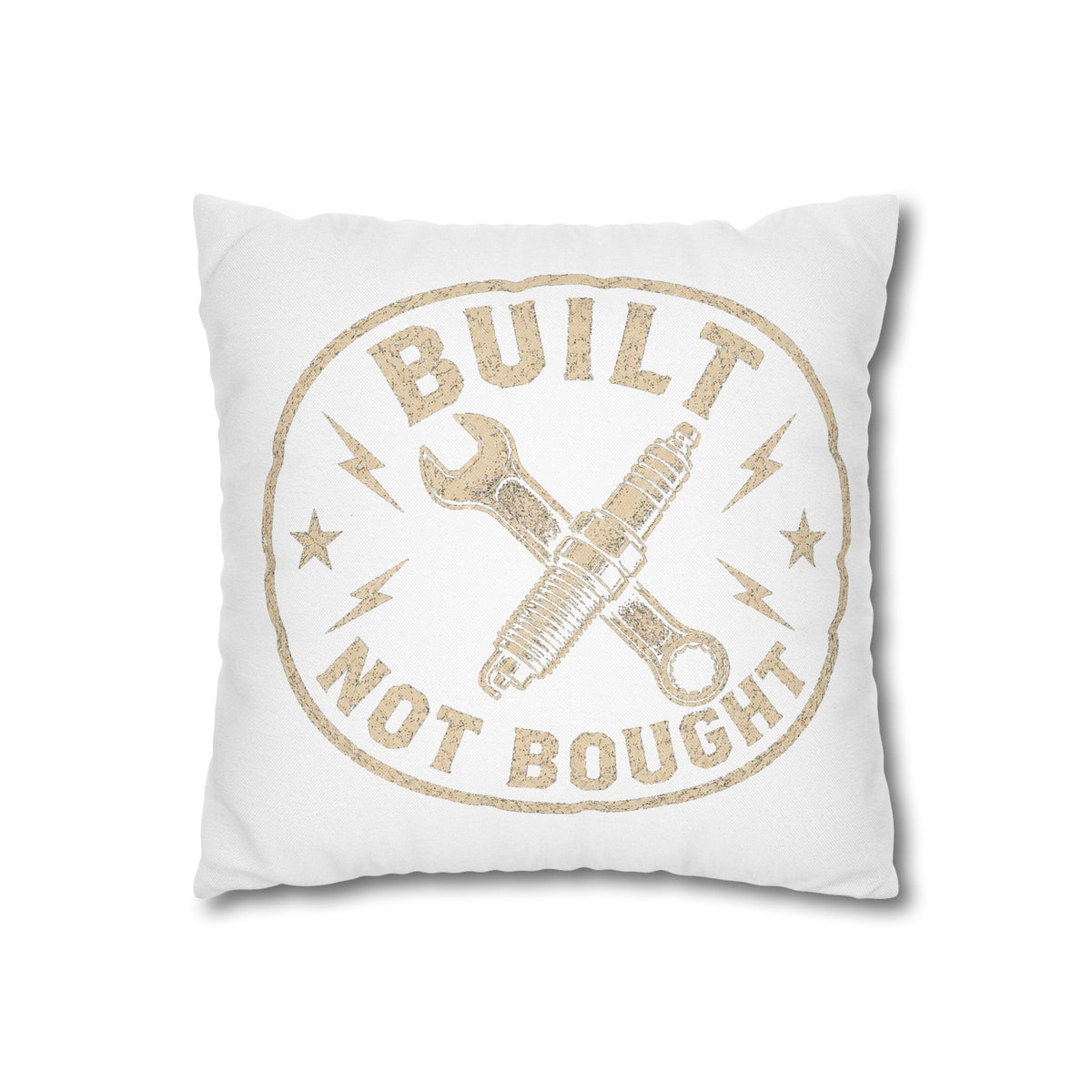 Built Not Bought Decorative Pillowcase Milo Bailey Dog Dad Mom — Mechanic Tool Wrench Spark Plug Graphic