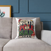 Christmas North Pole Nap Team Throw Pillow — Funny Christmas Holiday Decorative Cushion