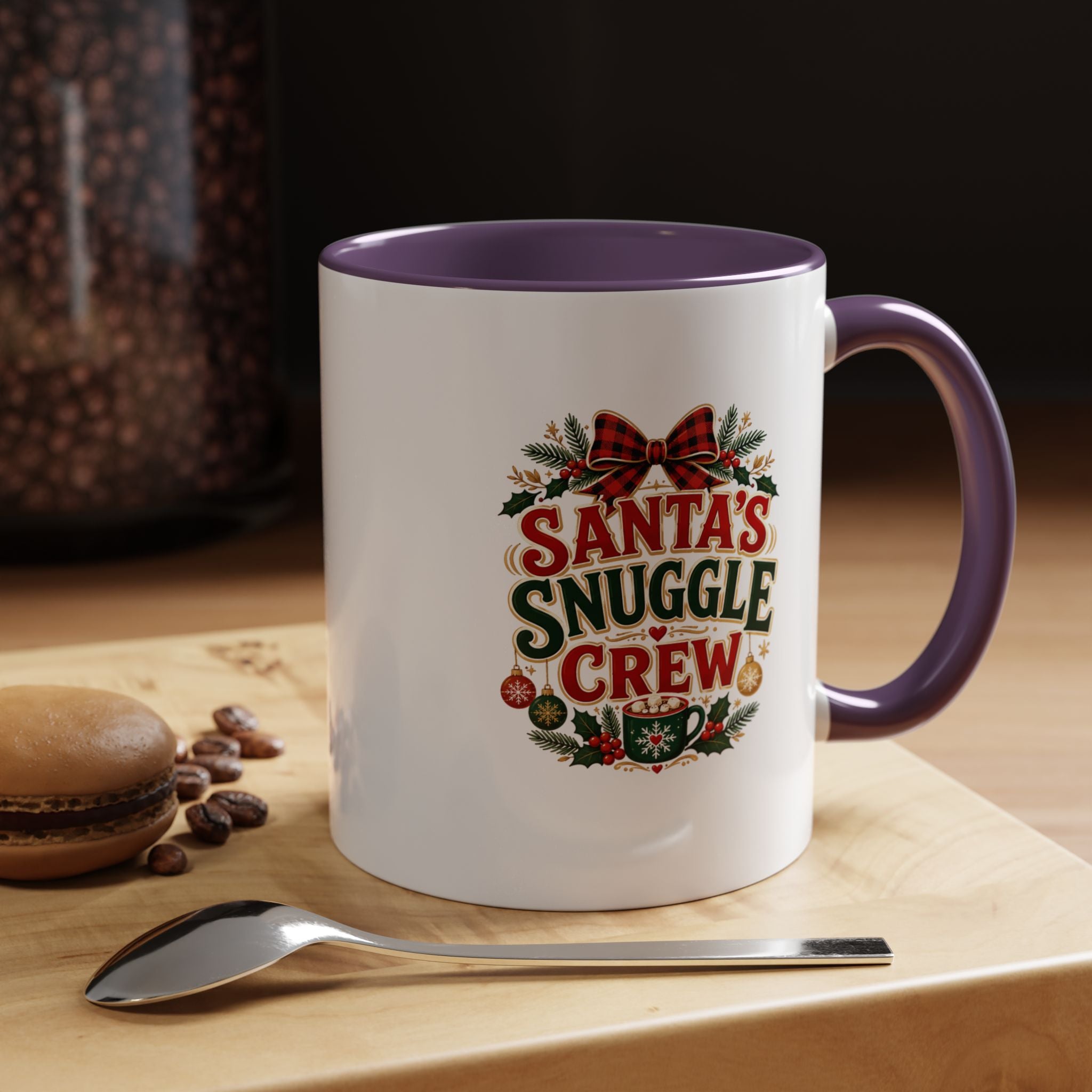 Santa’s Snuggle Crew Accent Coffee Mug — Holiday Christmas Cocoa Cup