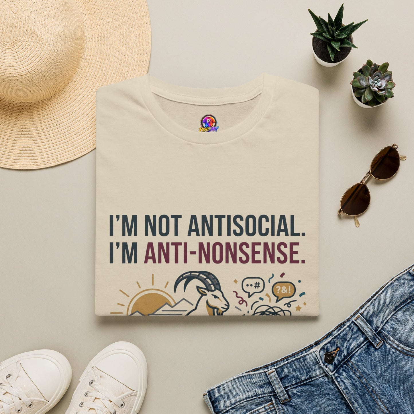 Capricorn T-Shirt — "I'm Not Antisocial, I'm Anti-Nonsense" Zodiac Tee
