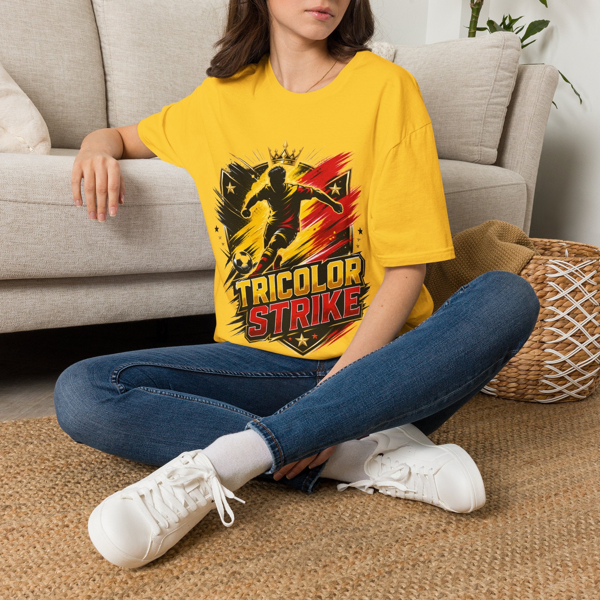 Belgium Soccer T-Shirt — 'Tricolor Strike' Graphic Jersey Tee