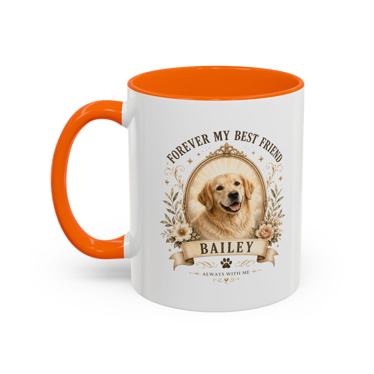 Milo Bailey Dog Dad Mom Personalized Dog Coffee Mug – "Forever My Best Friend" Golden Retriever Memorial Accent Mug