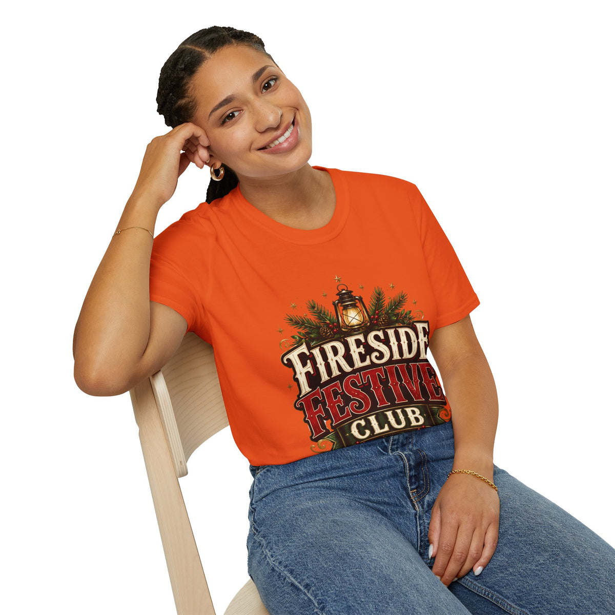 Fireside Festive Club T-Shirt — Cozy Holiday Lantern Graphic Tee