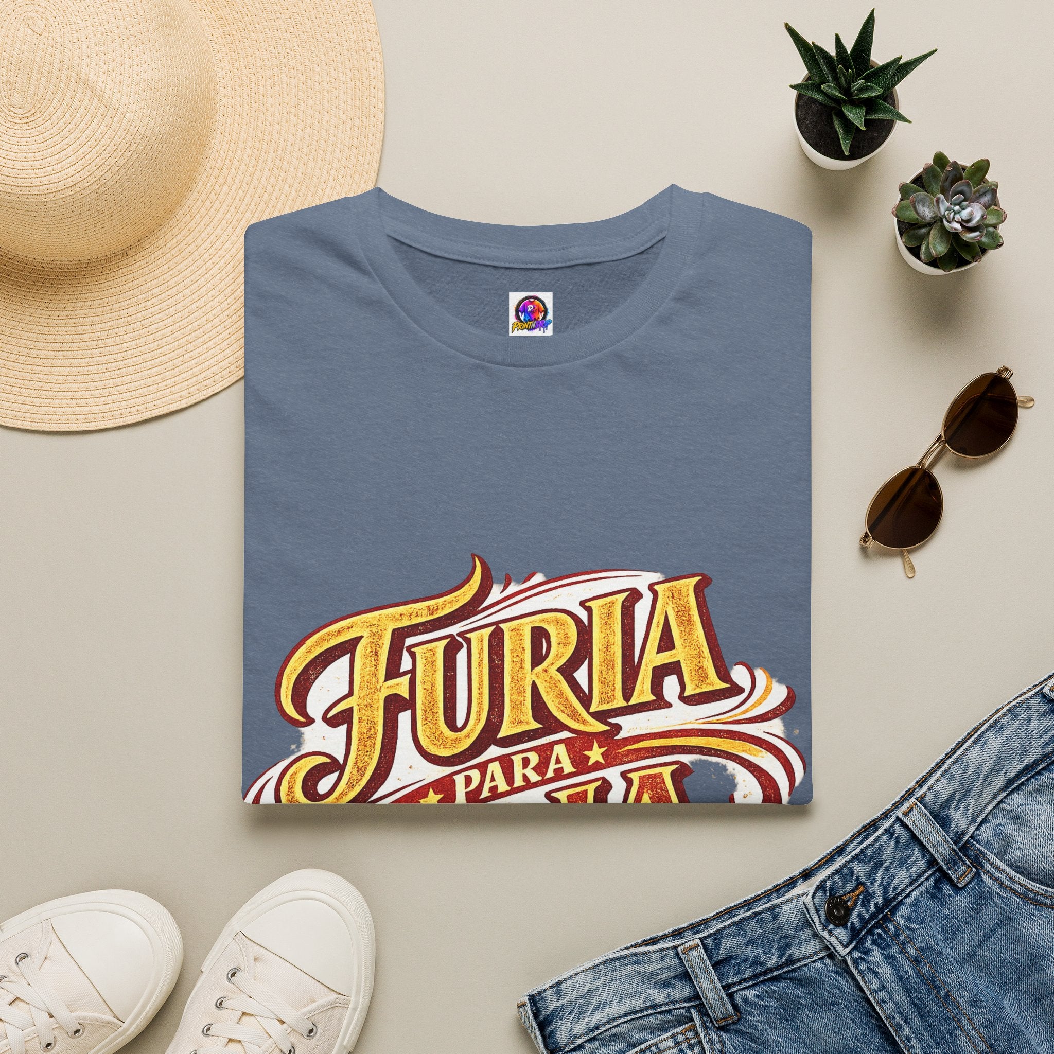Spain Furia Para Roja Graphic T-Shirt — Bold Spanish Script Tee for Fans & Celebrations